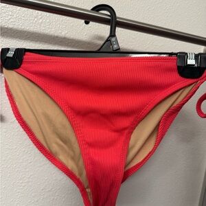 AMO Vibrant Red Ribbed Bikini Bottom
